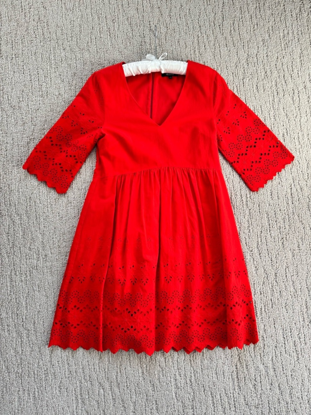 Madewell Mini Dress: Eyelet detail, v-neck, size 2